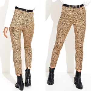 New SPORTSGIRL Skinny Ankle Grazer Leopard Pants Trouser Denim Size 10 with Tags - Picture 1 of 5