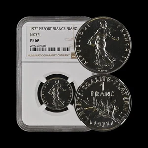 FRANCE. 1977, 1 Franc - NGC PF69 - Top Pop š„RARE PiĆ©fort (Piedfort) - Picture 1 of 5