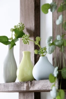 3er Set*Design*miniatur*Vase*Keramik*pastell*grau,grün,blau*6,5-13cm - Bild 1 von 3