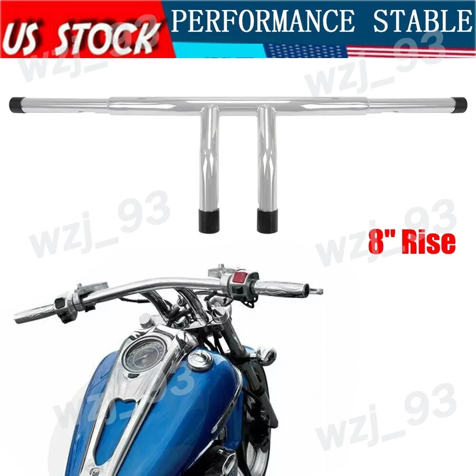 8" Rise T-Bars Handlebars 1-1/4" Fat Bar Fit For Harley Sportster Softail - Image 1 of 4