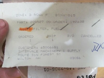 Filtro de combustible Onan 149-2206-01 NOS Gravely Ariens 046691 Foto 1 de 3