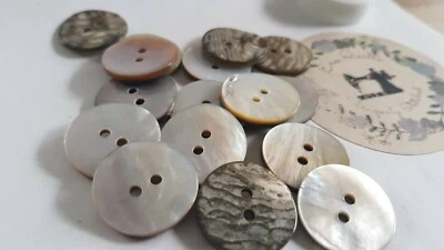 Vintage 2 hole button new 10pcs,dia 21.3mm, colour: pearl, made of shell pearl - Image 1 of 4