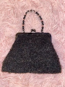 LIZ SOTO handbags evening bag purse black wool like material - Picture 1 of 5
