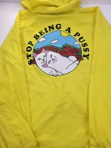 Ripndip Medium Yellow Windbreaker Jacket – ‘Stop Being a P*y’ Graphic Coat - Foto 1 di 15