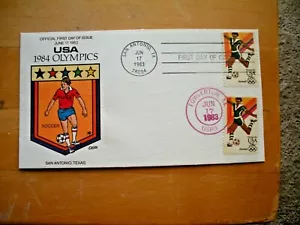 Zwei Olympische Spiele 1984 Collins handbemalt FDC Fußball - Bild 1 von 1
