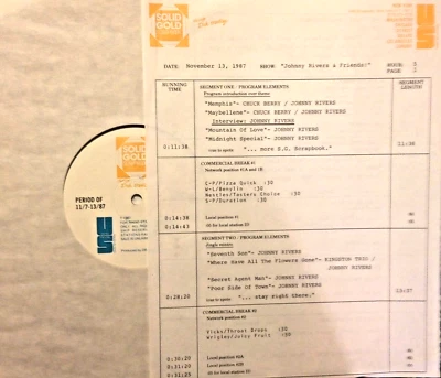 11/13/87 SOLID GOLD SCRAPBOOK'S JOHNNY RIVERS & FRIENDS w/INTERVIEW & 15 TUNES - Image 1 of 2