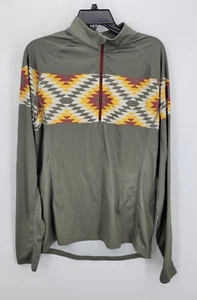 Stoic Pullover Herren Medium Grün Gold Azteken Viertelreißverschluss Performance Activewear - Bild 1 von 10