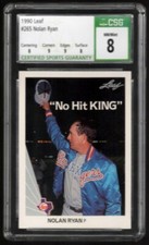 NOLAN RYAN CSG 8 NM MINT RANGERS "NO HIT KING" 265 SP 1990 LEAF BASEBALL LOW POP