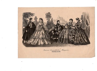 K1- Pariser Damenkleider Magazin Extrabeilage Juni 1862 - Bild 1 von 2