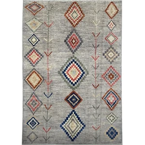 Handmade (6' x 9') Natural Gray Moroccan Wool Area Rug for Living Room - Picture 1 of 12