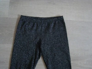 GLITZER Treggings 140 Hose schwarz Stretch Leggings Gummibund silber 1xgetragen - Bild 1 von 5