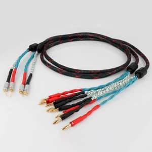 OCC HiFi Speaker Bi-wire Cable with Banana Pin Plug Loudspeaker Wire Line 1 Pair - Picture 1 of 12