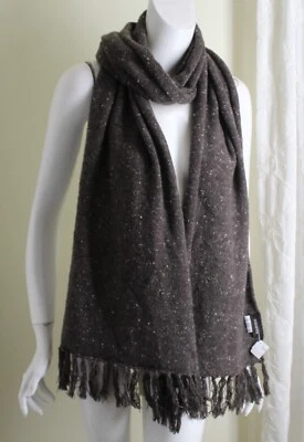 NWT Eskandar Very Long Cool Gray Brown Lightweight Tweed Scarf Wrap Sweater - Image 1 of 4