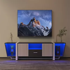 LED TV Stand Entertainment Center TV Media Console Table for TVs up to 75'' New - Picture 1 of 10