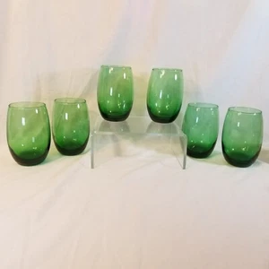 Stemless Wine Glass Emerald Green Set Of 6 Mikonos Cristar Libbey Colombia EUC - Picture 1 of 7