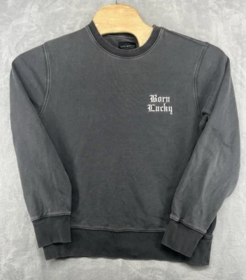 Sudadera Lucky Brand "Born Lucky" Algodón Gris Bordado Talla Mediana M LEER Foto 1 de 4