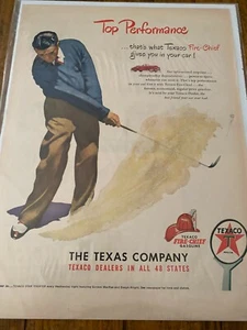 Anuncio de golf Texaco Fire Chief Man 1948 de colección - Imagen 1 de 1