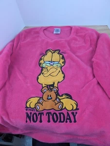 Vintage Garfield Cat Not Today Sweatshirt Kids Size XL 16-18 Pink Pullover - Picture 1 of 7