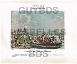TYPOGRAVURE XIXe ARMéE  1792 passage du RHIN par  PRUSSIENS - Picture 1 of 1