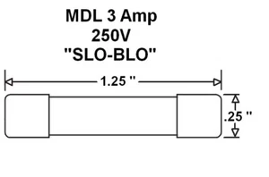2 ea, MDL 3 Amp 250V Glass Fuse Slow Blow Time Delay Slo-Blo, 3A 250 Volt - Picture 1 of 3