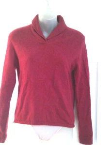 Valerie Stevens 100% Cashmere Sweater PL 2-Ply Red Shawl Collar Pullover - Picture 1 of 4