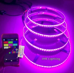 15.5" x4PCS SET IP68 Bluetooth+Remote RGB Color Changing LED Wheel Rings Lights - Picture 1 of 13