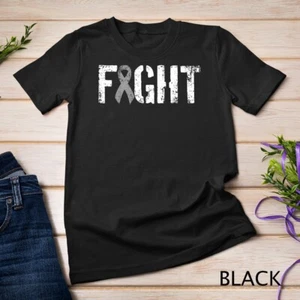 Fight Brain Cancer - Gray Tumor Awareness Ribbon Unisex T-shirt - Picture 1 of 15
