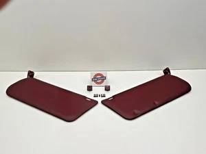 1987-1996 Ford F150 F250 F350 Bronco Pair Red Sun Visors with Clips OEM - Bild 1 von 21