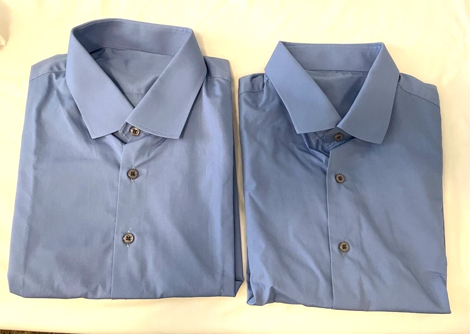 2 x Men's Long Sleeve Solid Color Dress Shirts - Blue Colors - Image 1 of 1
