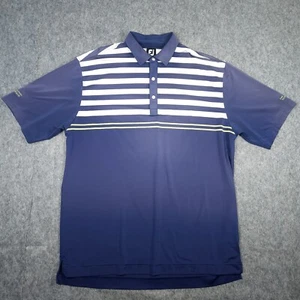 FootJoy Golf Polo Herren Performance blau gestreift 2XL Logo Hängematte Beach Tour Pro - Bild 1 von 12