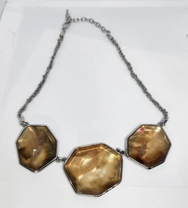 Chloe + Isabel Silver Tone Large Green Abalone Pendant Necklace Statement Collar - Picture 1 of 6