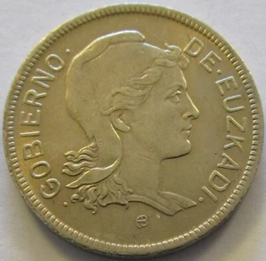 Gutse Bürgerkrieg - 66, 2 Peseten 1937, Euzkadi, Original Brillant, ohne Kreis - Bild 1 von 2