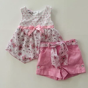 Little Lass 2T Toddler Girl Pink Floral Ruffle Top & Shorts Set Outfit Spring - Picture 1 of 9