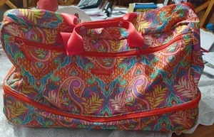 Vera Bradley Wheeled Duffle bag Carry on Paisley in Paradise 22" x 11" x 13" - Picture 1 of 21