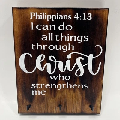 Rustic Wood Sign Inspirational Wall Decor Decorative Christian Romans 5:8 Love - Image 1 of 4
