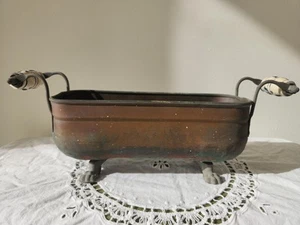 Small Vintage Copper Jardiniere Window Planter w/ Ceramic Handle Made in Holland - Picture 1 of 9