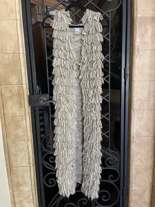 PARASUCO LONG PULLOVER MANTEL WESTE SHAGGY BEIGE ÄRMELLOS GELOOPT Y2K MEDIUM RARE - Bild 1 von 13