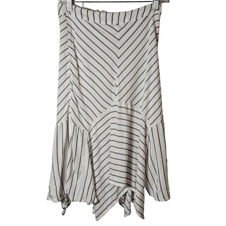 Gap Cream With Blue Stripe Midi Skirt Handkerchief Hem Petite 4 - Image 1 of 4