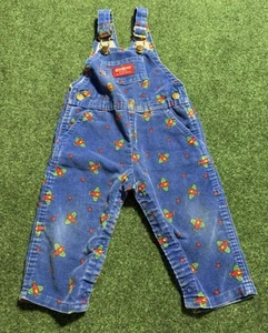 Vintage Oshkosh B’Gosh Corduroy Planes Stars Union Made Bib Overalls 18mos READ - Picture 1 of 15