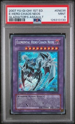 2007 YU-GI-OH! GLAS-GLADIATOR'S ASSAULT 1ST ED ELEMENTAL HERO CHAOS NEOS PSA 9 - Image 1 of 2