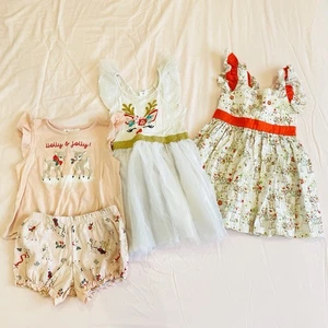 Baby Girl Size 2 Christmas Clothing Bundle Dress & PJ’s Pink White Red Summer - Picture 1 of 10