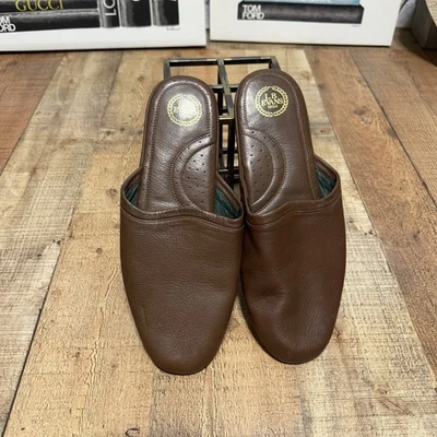 L.B. Evans Aristocrat Scuff Slippers Mens Brown Leather Comfort - 14 - Image 1 of 4