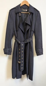 Mint Velvet - Women's - Navy Blue Soft Fabric Trench Style Coat - UK Size 12 - Picture 1 of 7