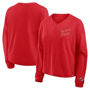 Women's Fanatics Red New Jersey Devils Oversized All Out Effort Long Sleeve - Picture 1 of 5