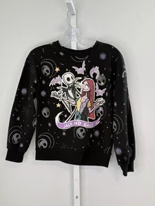 Jack & Sally Crewneck Sweatshirt Disney Halloween Gothic Tim Burton Kids L - Picture 1 of 7