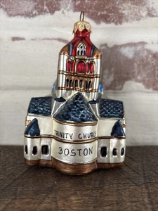 Vintage Trinity Church Boston Massachusetts Glass Christmas Tree Ornament- RARE - Picture 1 of 10