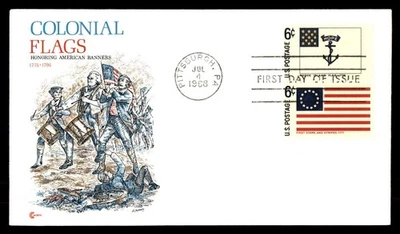 Mayfairstamps US FDC 1968 Pennsylvania pair colonial flags First Day Cover aau_6 - Image 1 of 2