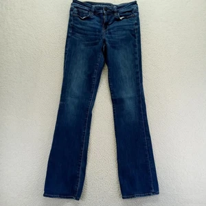 American Eagle Outfitters Skinny Kick Jeans Women Medium Wash Blue Size 4 Long - Picture 1 of 12