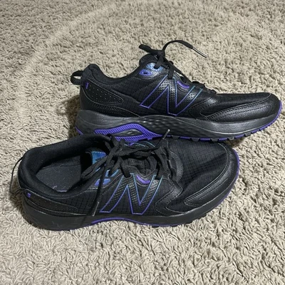 New Balance 410v7 Women's 12 D Trail Running Hiking Shoes Black/Purple Sneakers - Image 1 of 4
