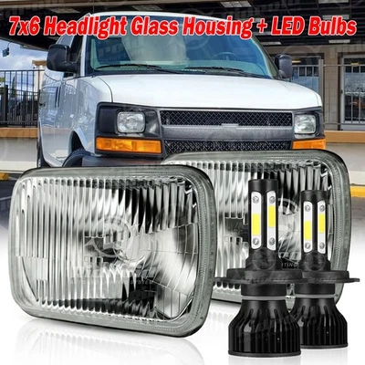Par de faros LED de haz alto/bajo para camioneta de carga Chevy Express 1500 2500 3500 7x6 5x7 Foto 1 de 4